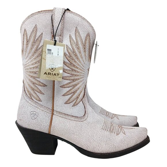 Ariat GOLDIE Western Boots Size 7.5 Distressed White NWT Cowboy Cowgirl Country - Picture 1 of 11